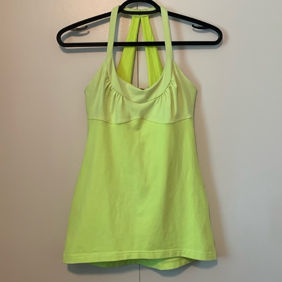Lululemon Athletica Scoop Me Up Neon Yellow Built-in-Bra Tank Size 6 - Picture 1 of 5